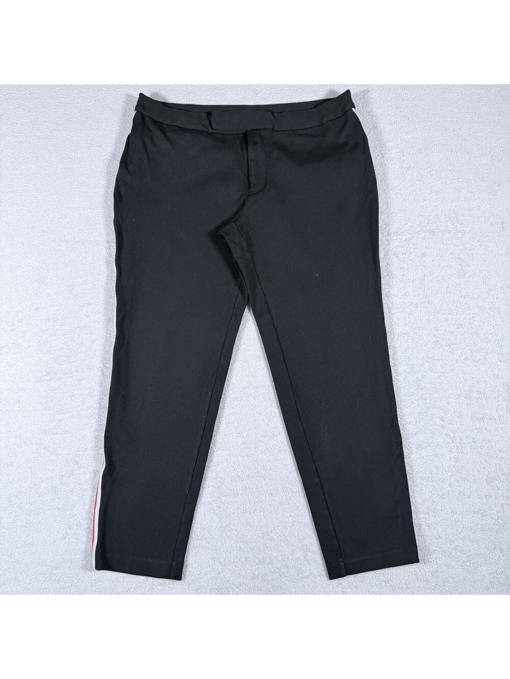 Lauren Ralph Lauren Womens Black Pants Side White And Red Stripes Size Large